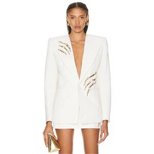 AREA Crystal Claw Single-Breasted Relaxed Blazer Jacket